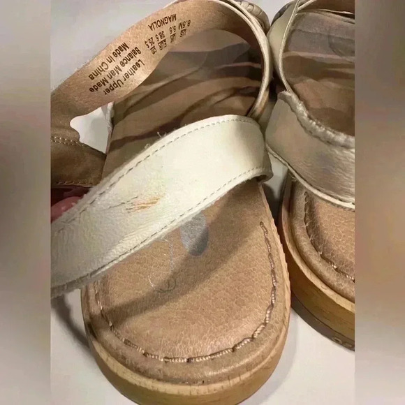 Dr. scholl’s sling back leather strappy sandal ruched square toe cushion 8,5 - Picture 2 of 9